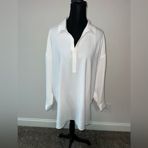 J. Jill Wearever Collection Classic White V neck Blouse Size LP